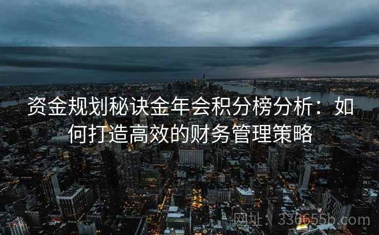 资金规划秘诀金年会积分榜分析：如何打造高效的财务管理策略